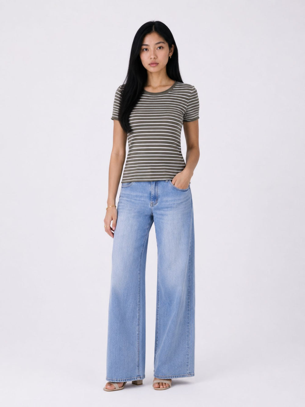 T-Shirt Damen Feinstrick Ringel