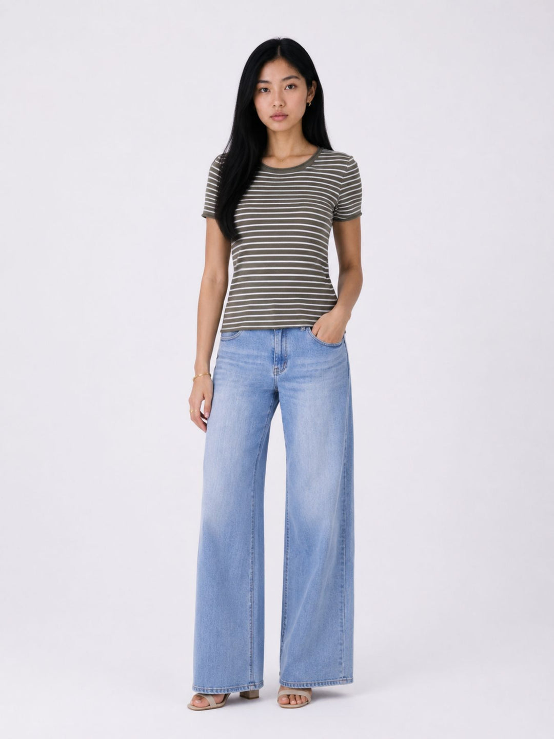 T-Shirt Damen Feinstrick Ringel