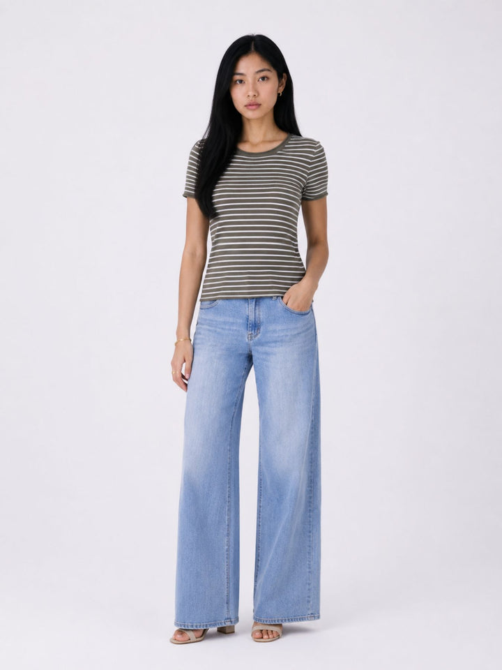 T-Shirt Damen Feinstrick Ringel