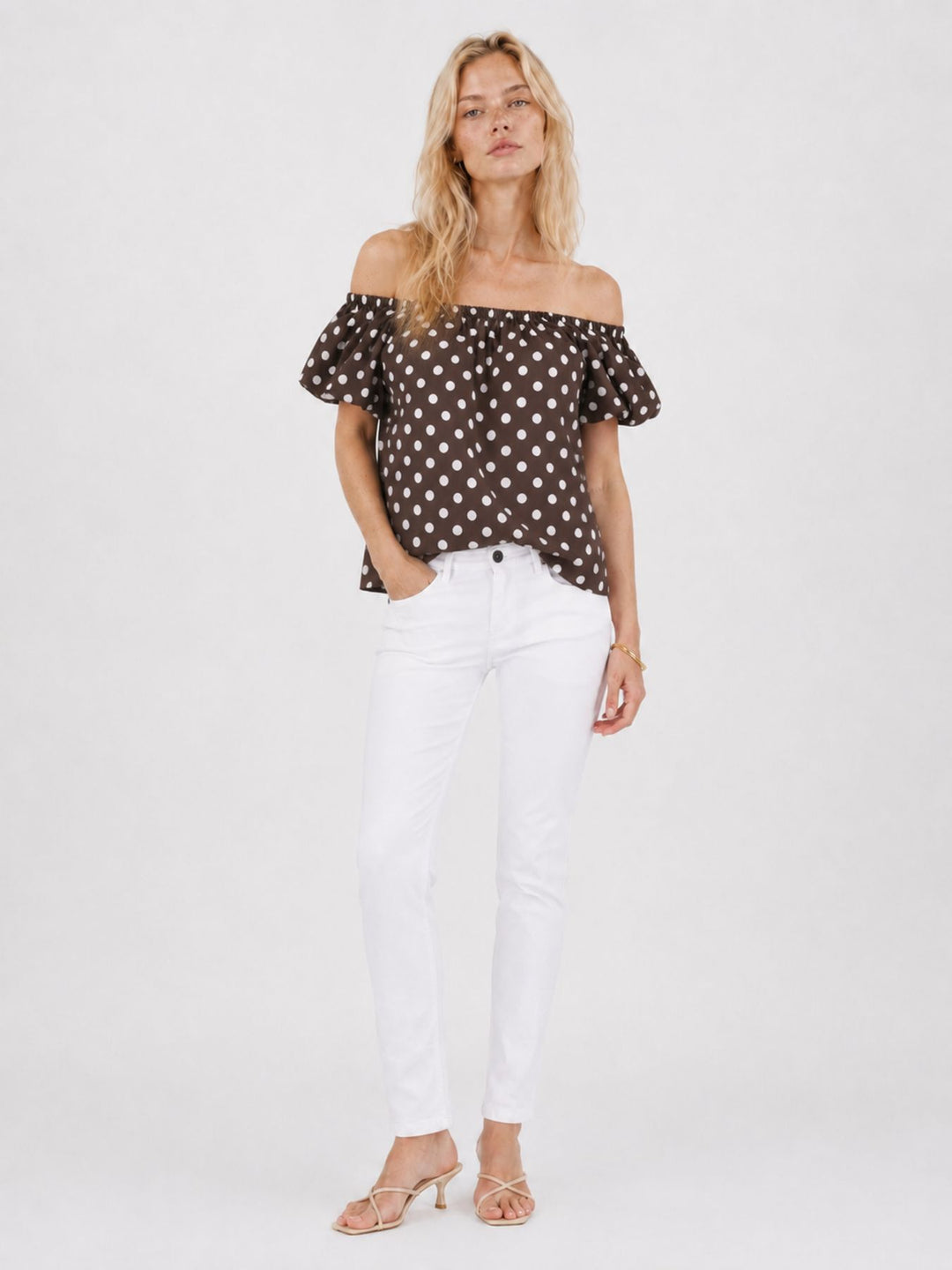 T-Shirt Damen Ballonärmel AOP Punkte