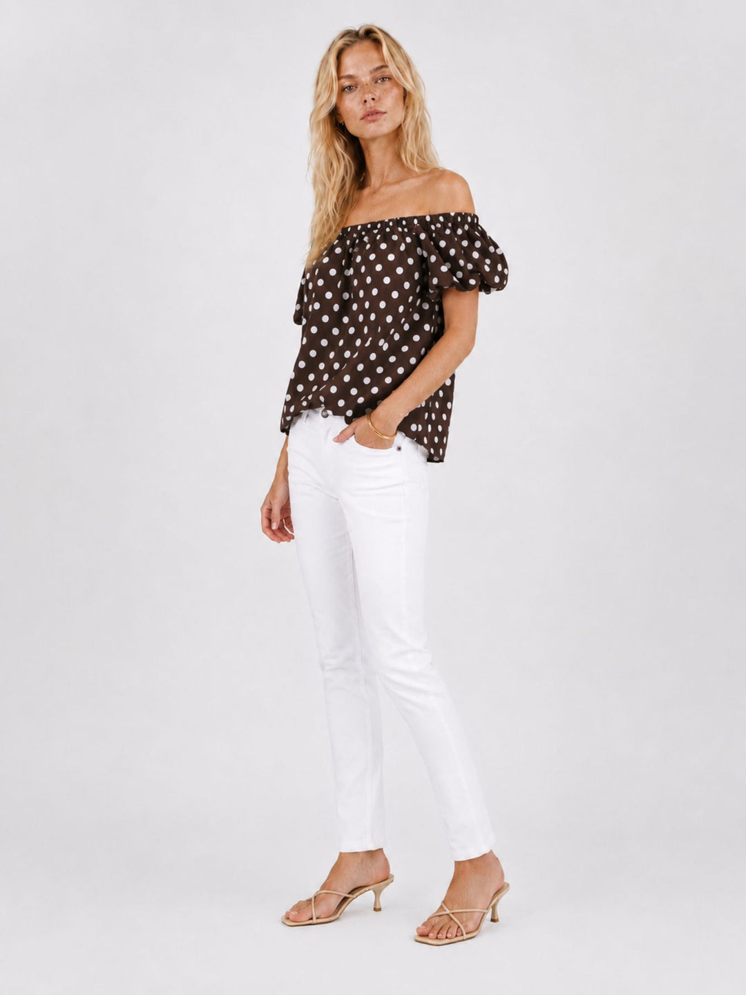 T-Shirt Damen Ballonärmel AOP Punkte