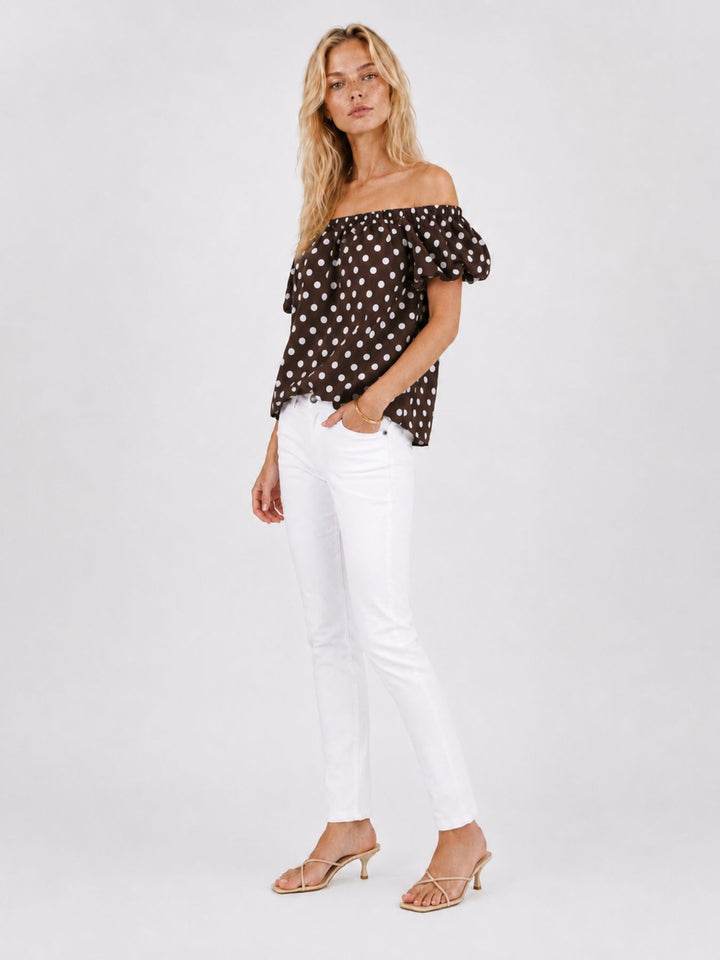 T-Shirt Damen Ballonärmel AOP Punkte