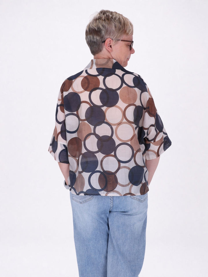 Bluse Raglan Ärmel leichte Qualität AOP Kreise