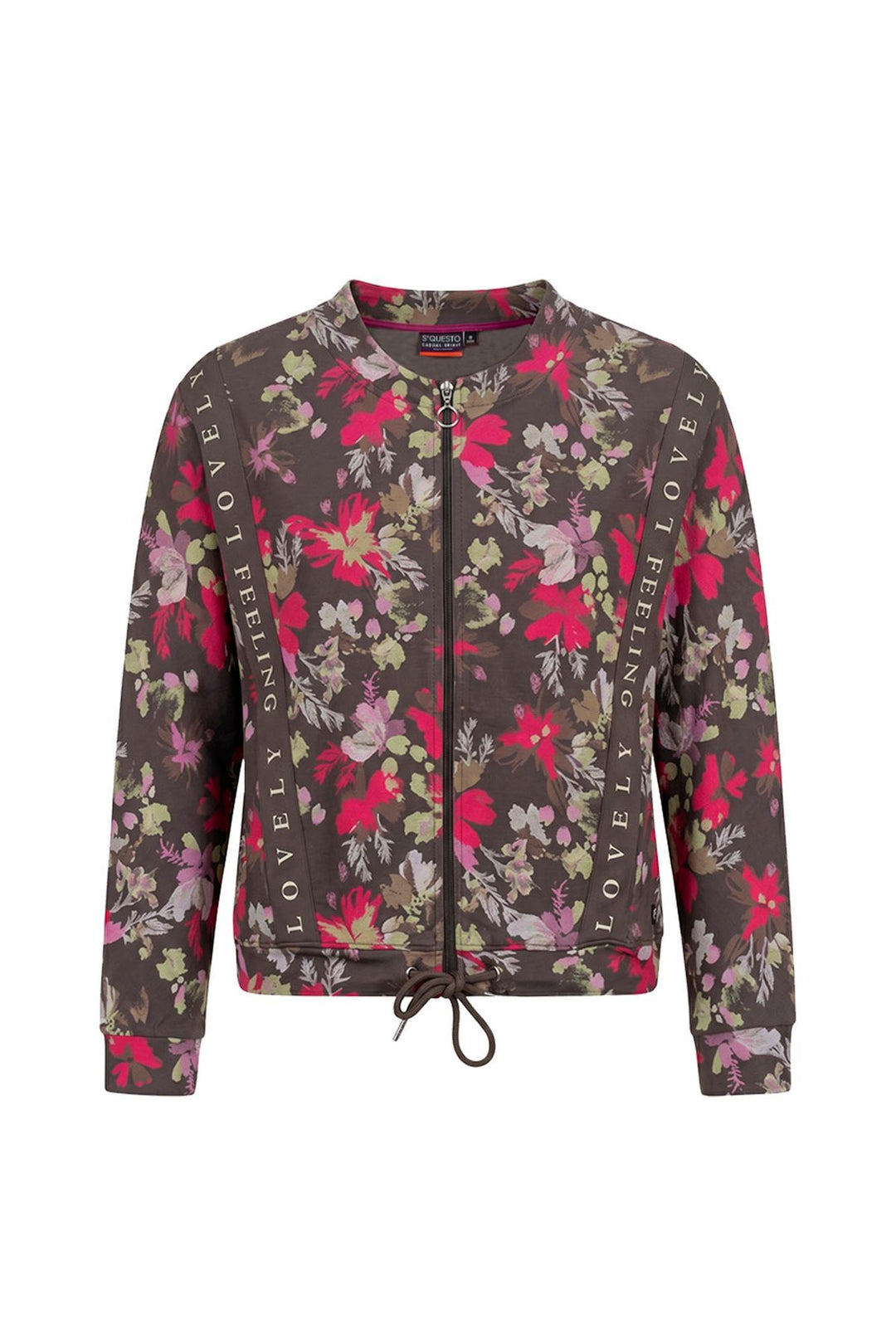 Sweatjacke Damen floralem Allover-Print