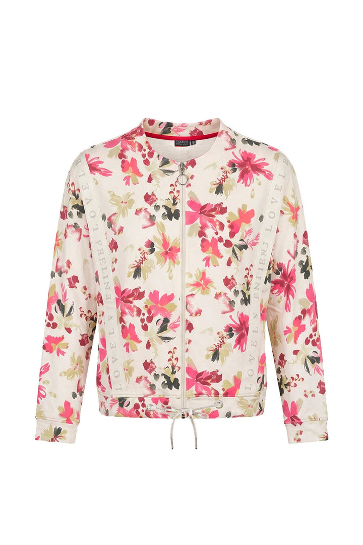 Sweatjacke Damen floralem Allover-Print