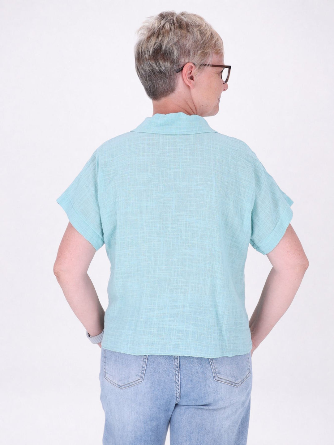 Bluse Damen zum Binden Leinenmix