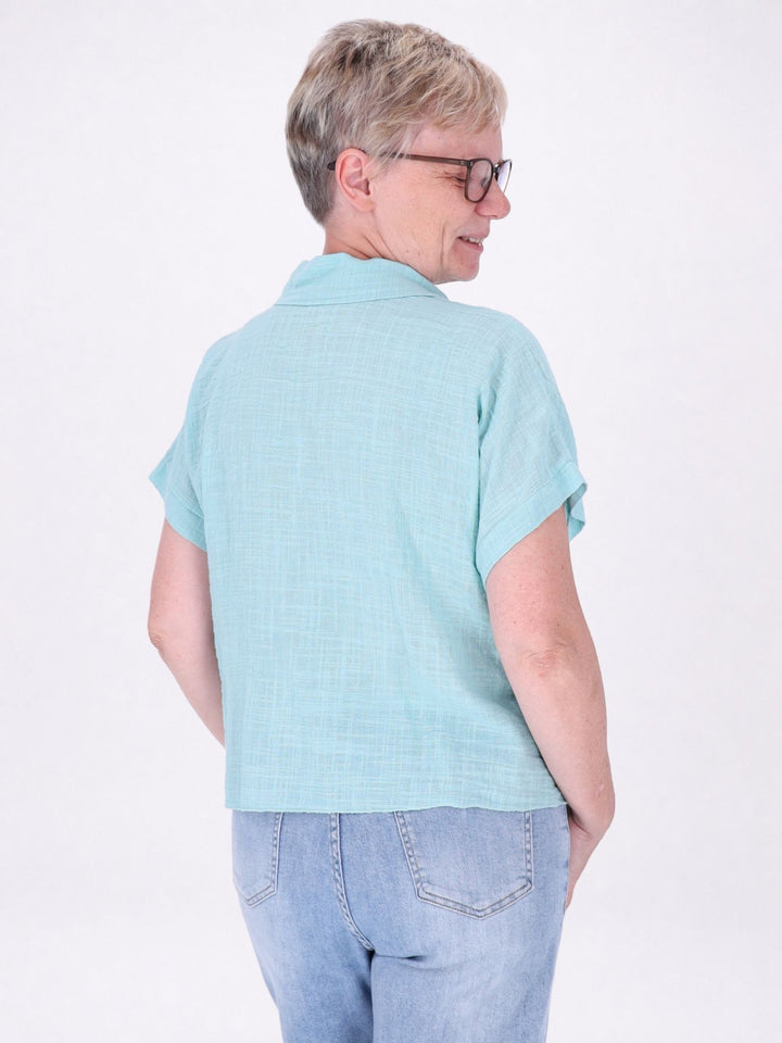 Bluse Damen zum Binden Leinenmix