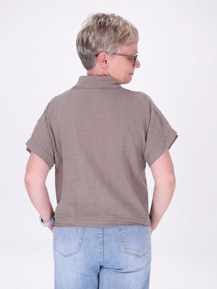 Bluse Damen zum Binden Leinenmix