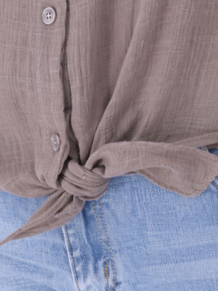 Bluse Damen zum Binden Leinenmix