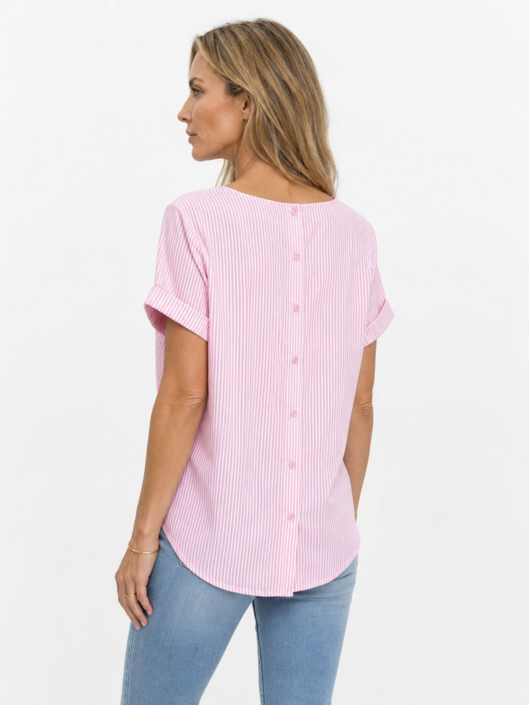 T-Shirt Streifen hinten geknöpft