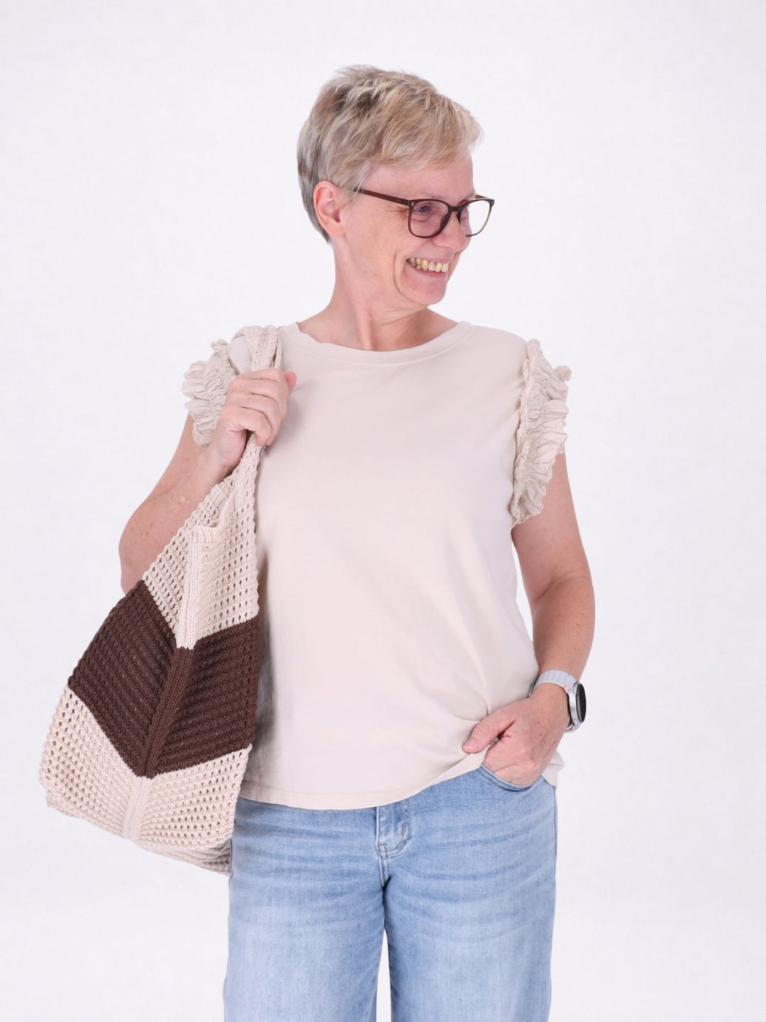 Tasche gehäkelt Braun/ Beige