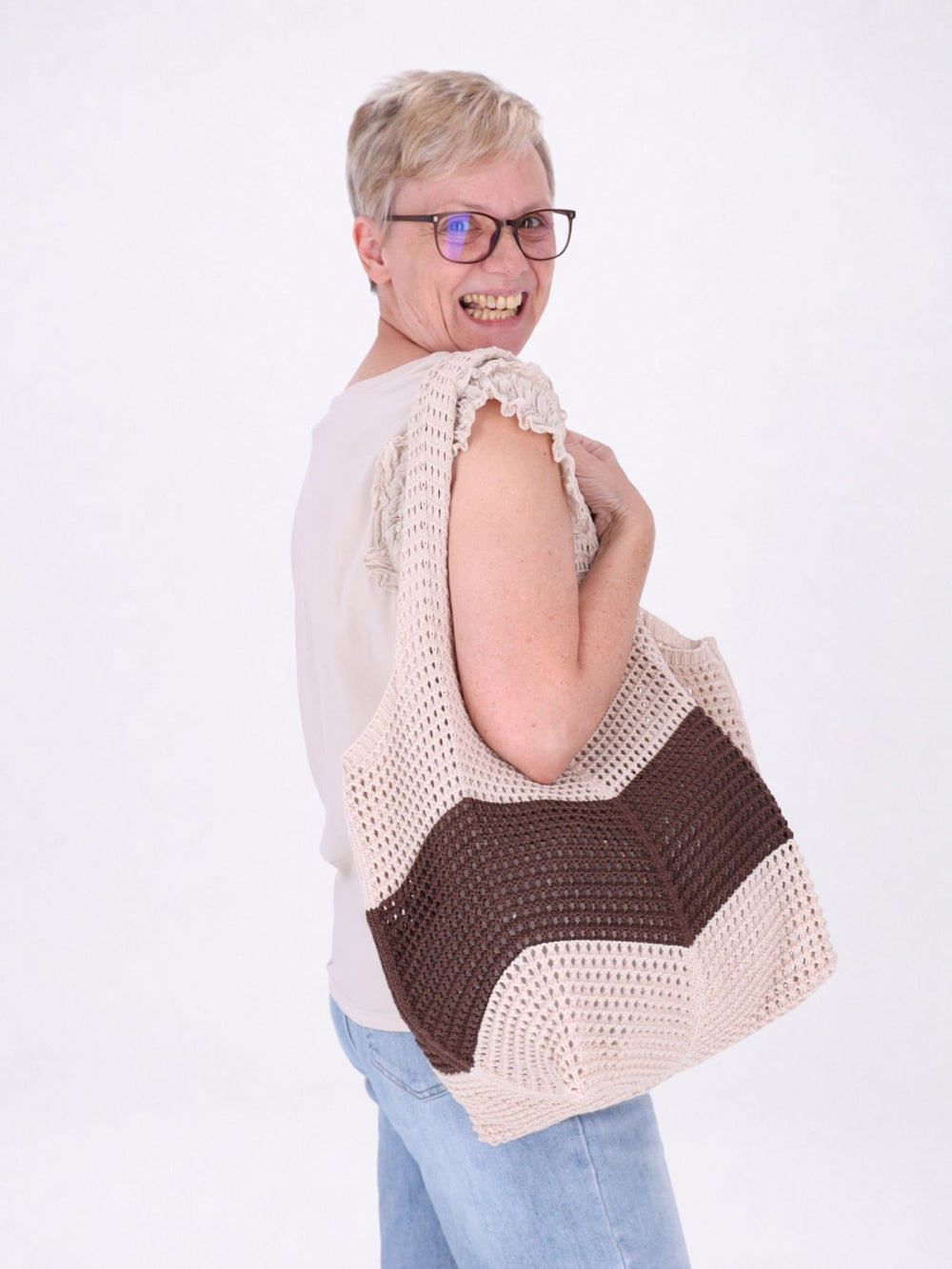 Tasche gehäkelt Braun/ Beige