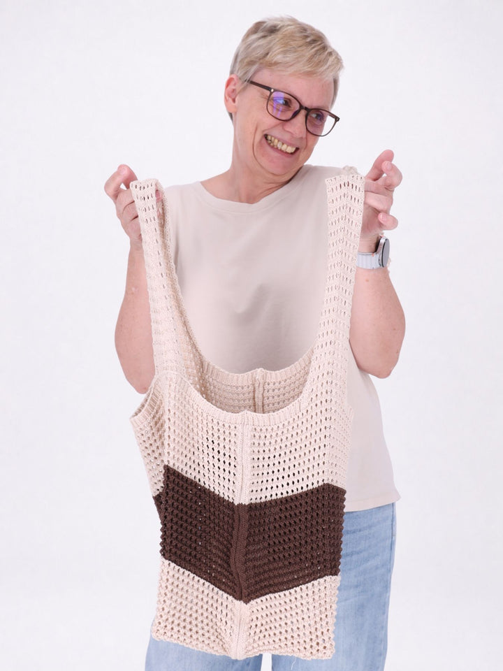 Tasche gehäkelt Braun/ Beige