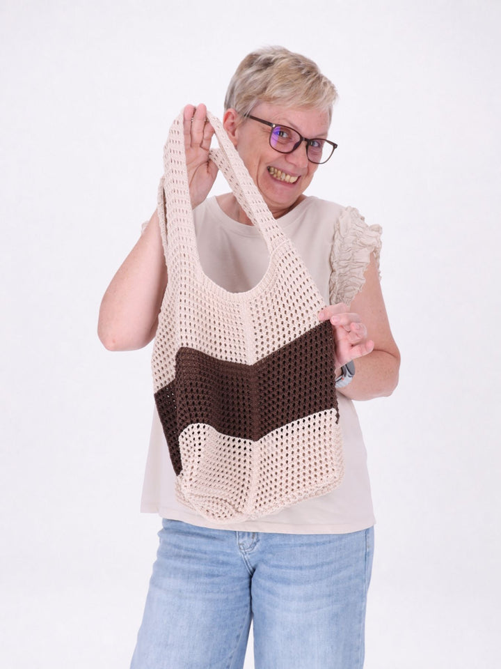Tasche gehäkelt Braun/ Beige