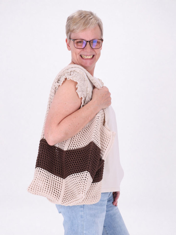 Tasche gehäkelt Braun/ Beige