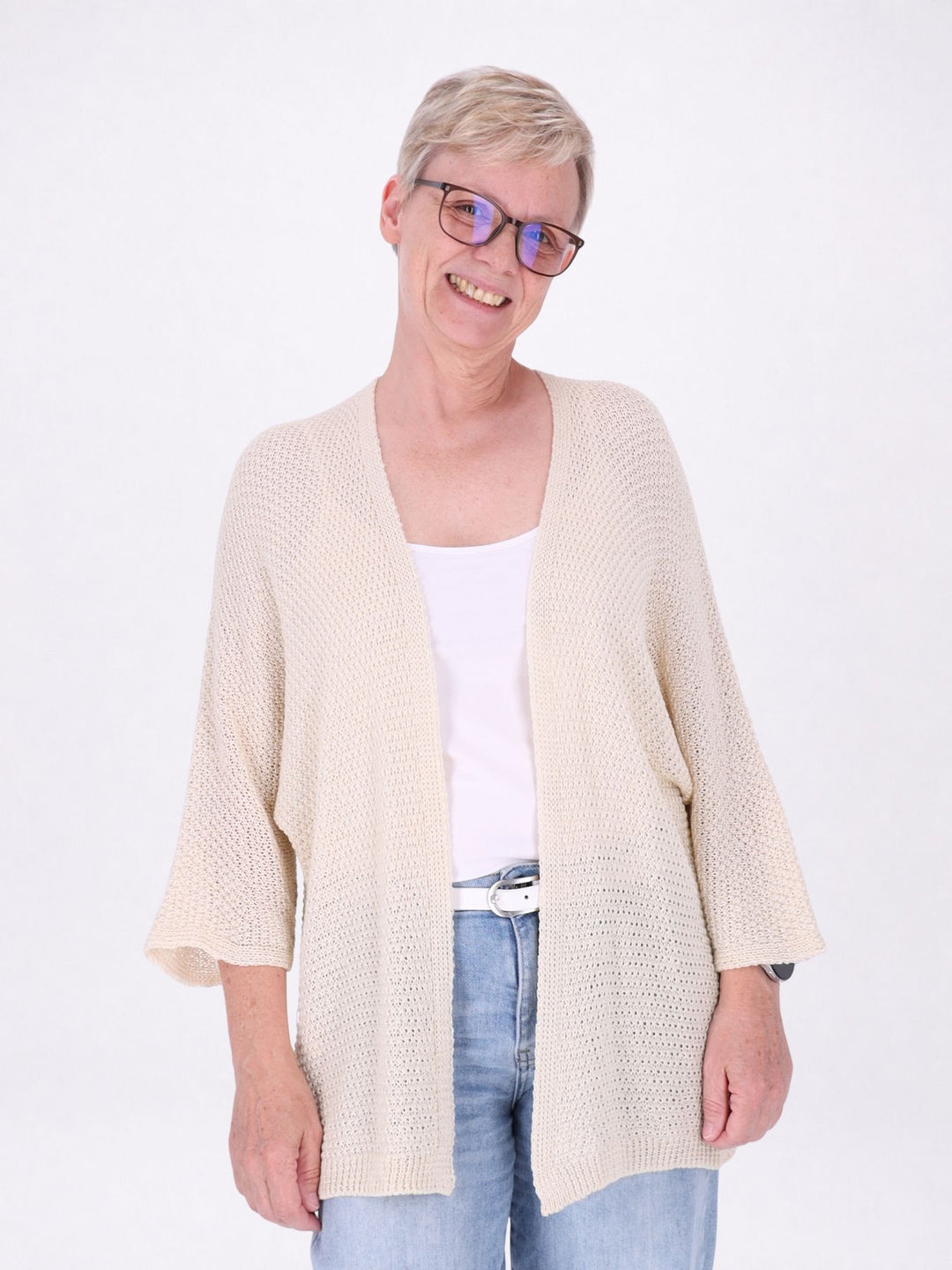 Strickjacke Damen offen 3/4 Arm
