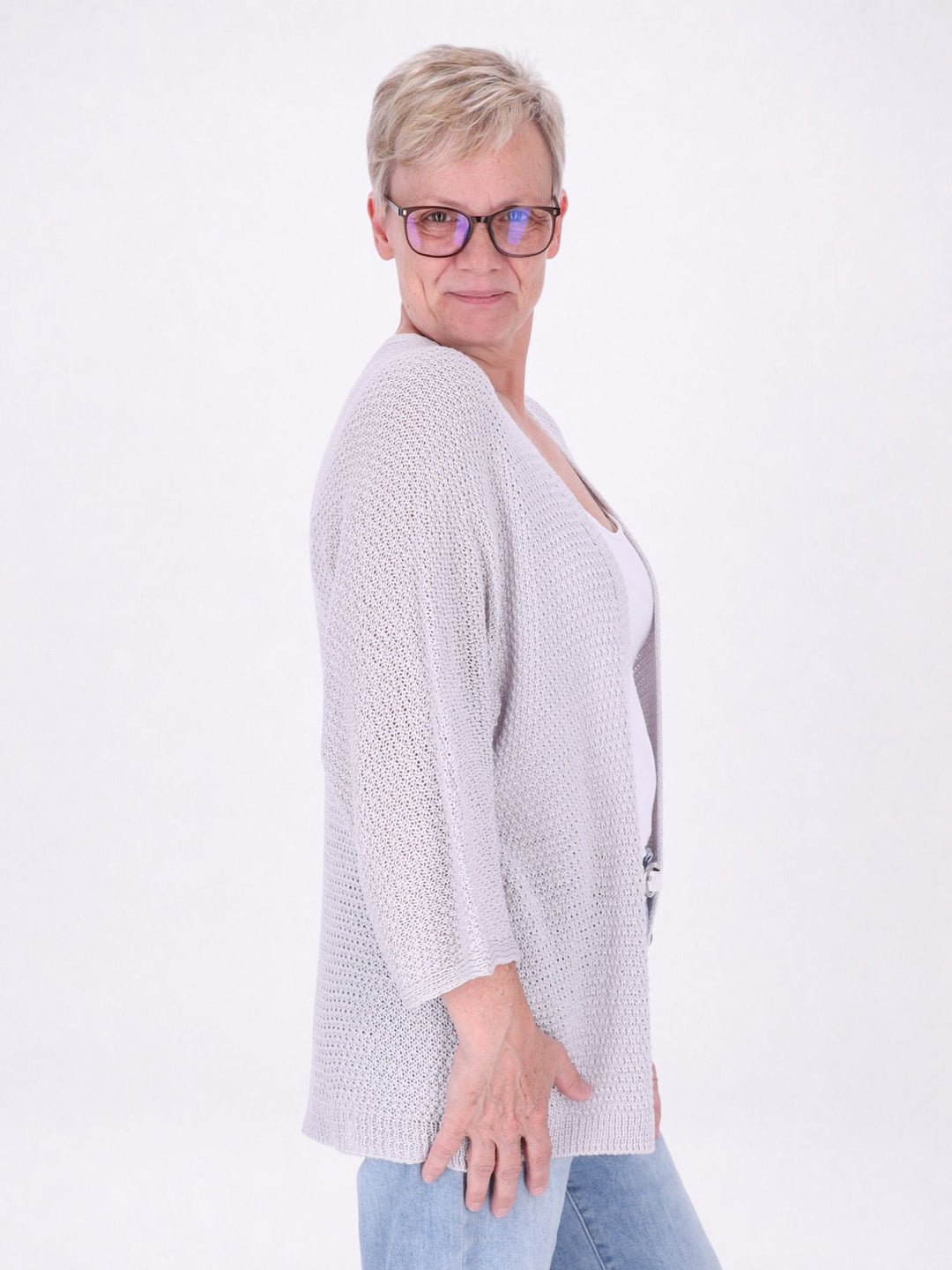Strickjacke Damen offen 3/4 Arm