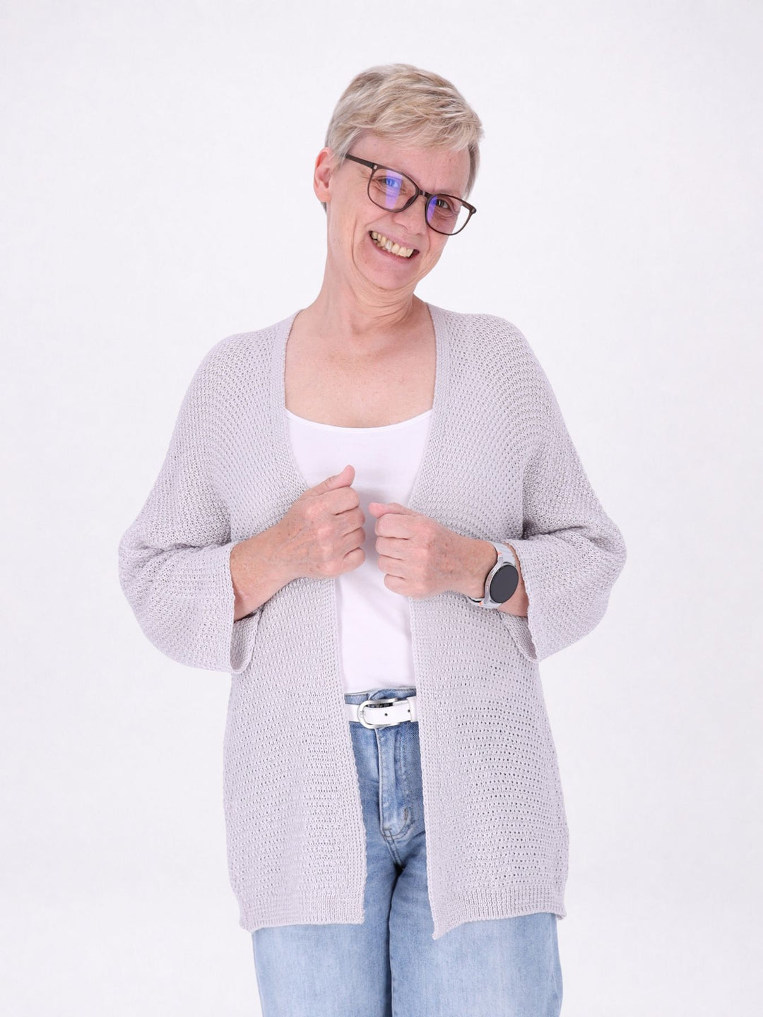 Strickjacke Damen offen 3/4 Arm