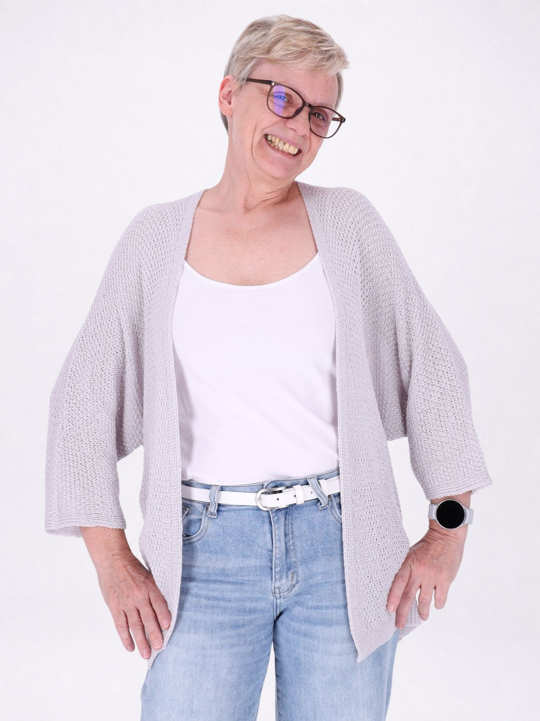 Strickjacke Damen offen 3/4 Arm