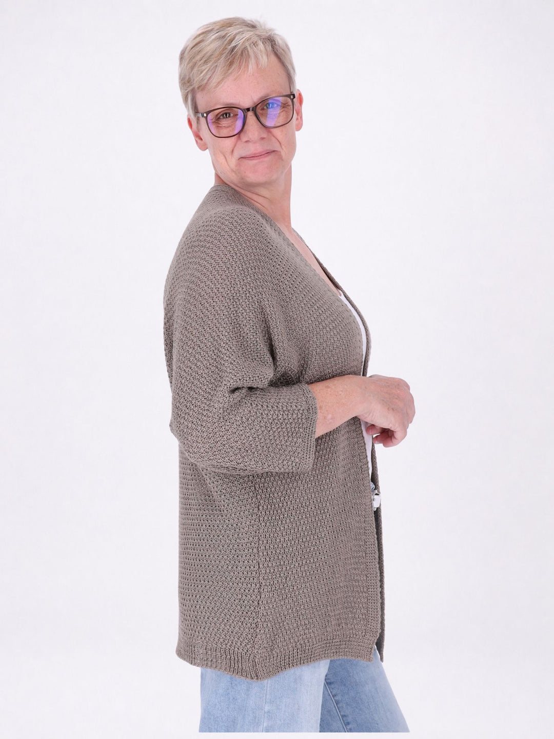 Strickjacke Damen offen 3/4 Arm