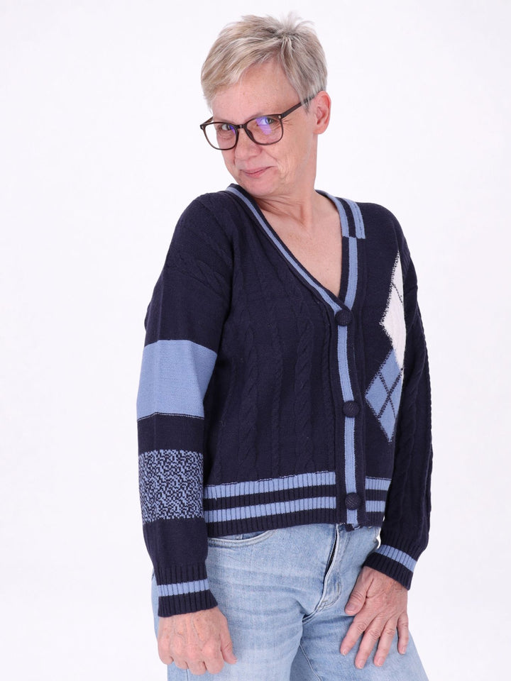 Strickjacke Damen Farbmix Raute
