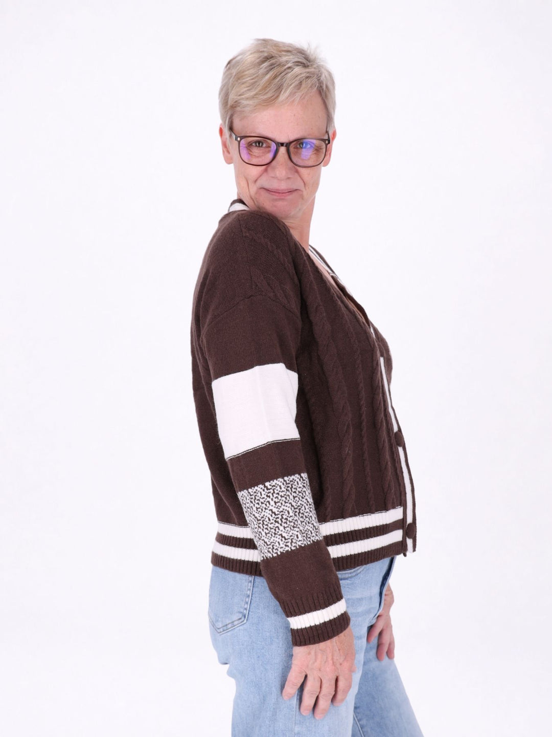 Strickjacke Damen Farbmix Raute