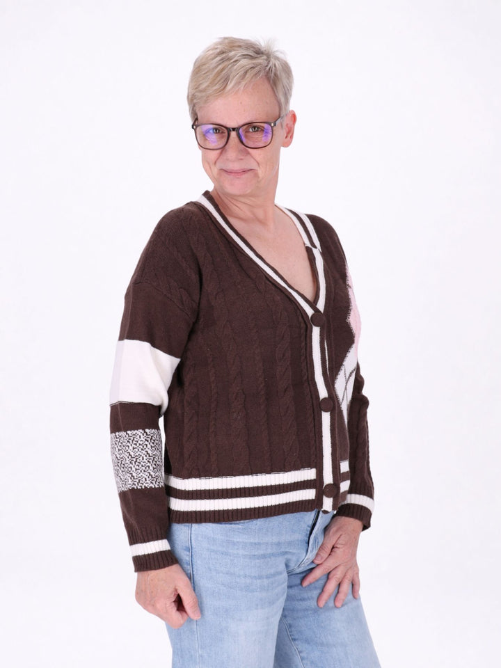 Strickjacke Damen Farbmix Raute