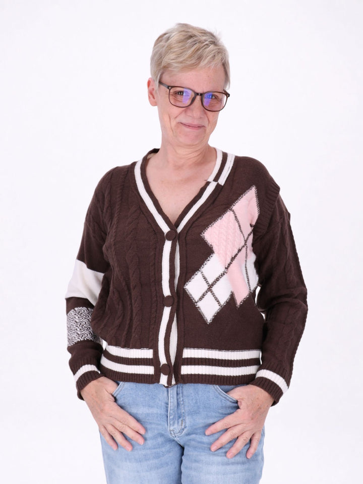 Strickjacke Damen Farbmix Raute