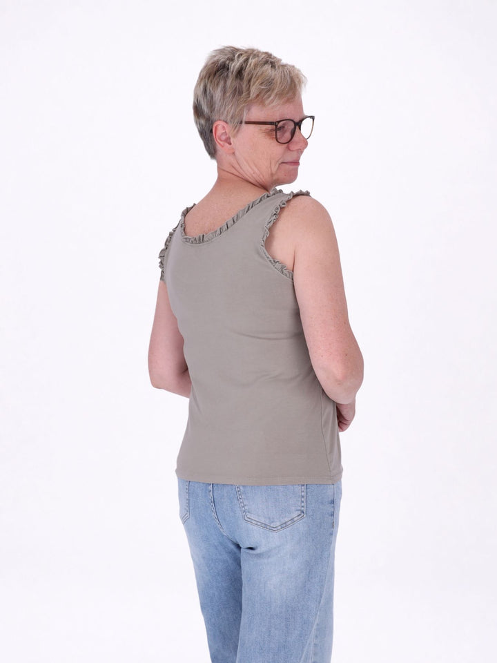Top Damen breite Träger Rüschen