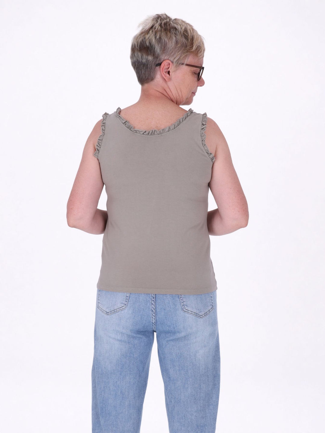 Top Damen breite Träger Rüschen