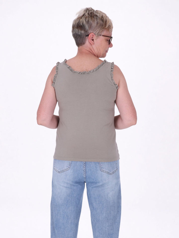 Top Damen breite Träger Rüschen