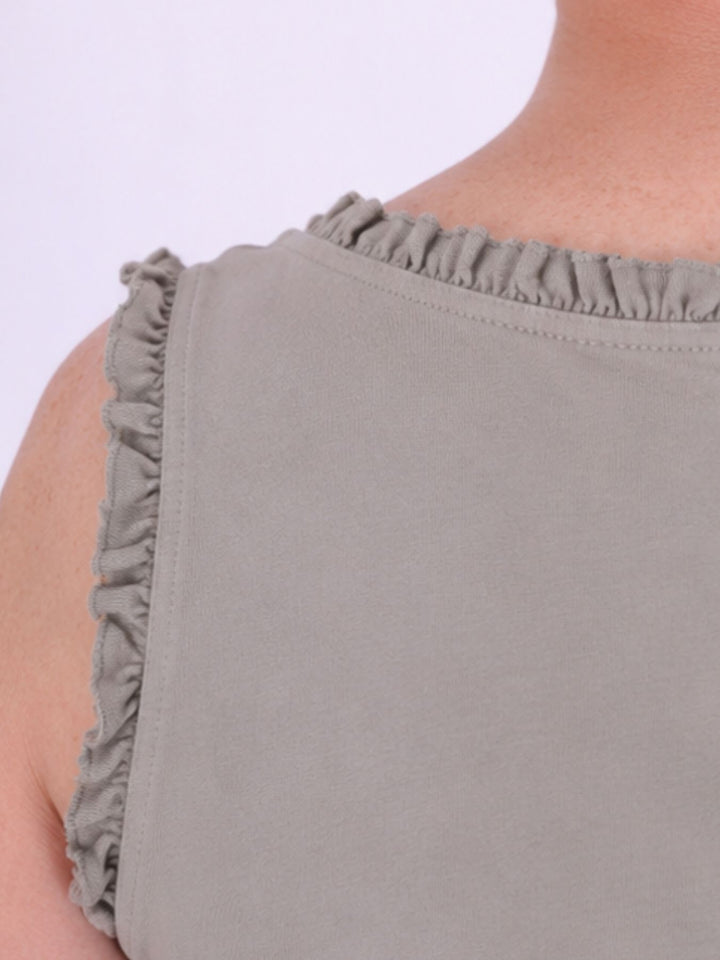 Top Damen breite Träger Rüschen