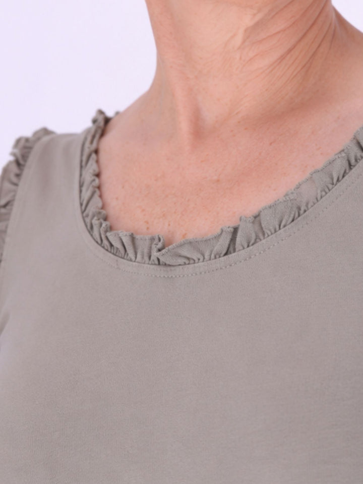 Top Damen breite Träger Rüschen