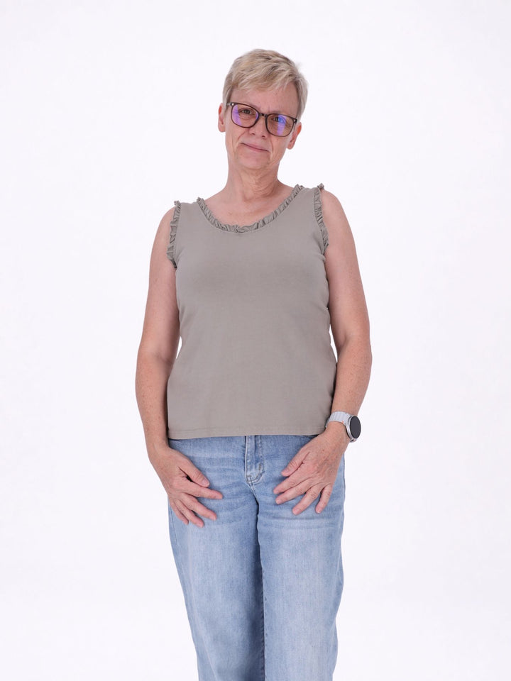 Top Damen breite Träger Rüschen