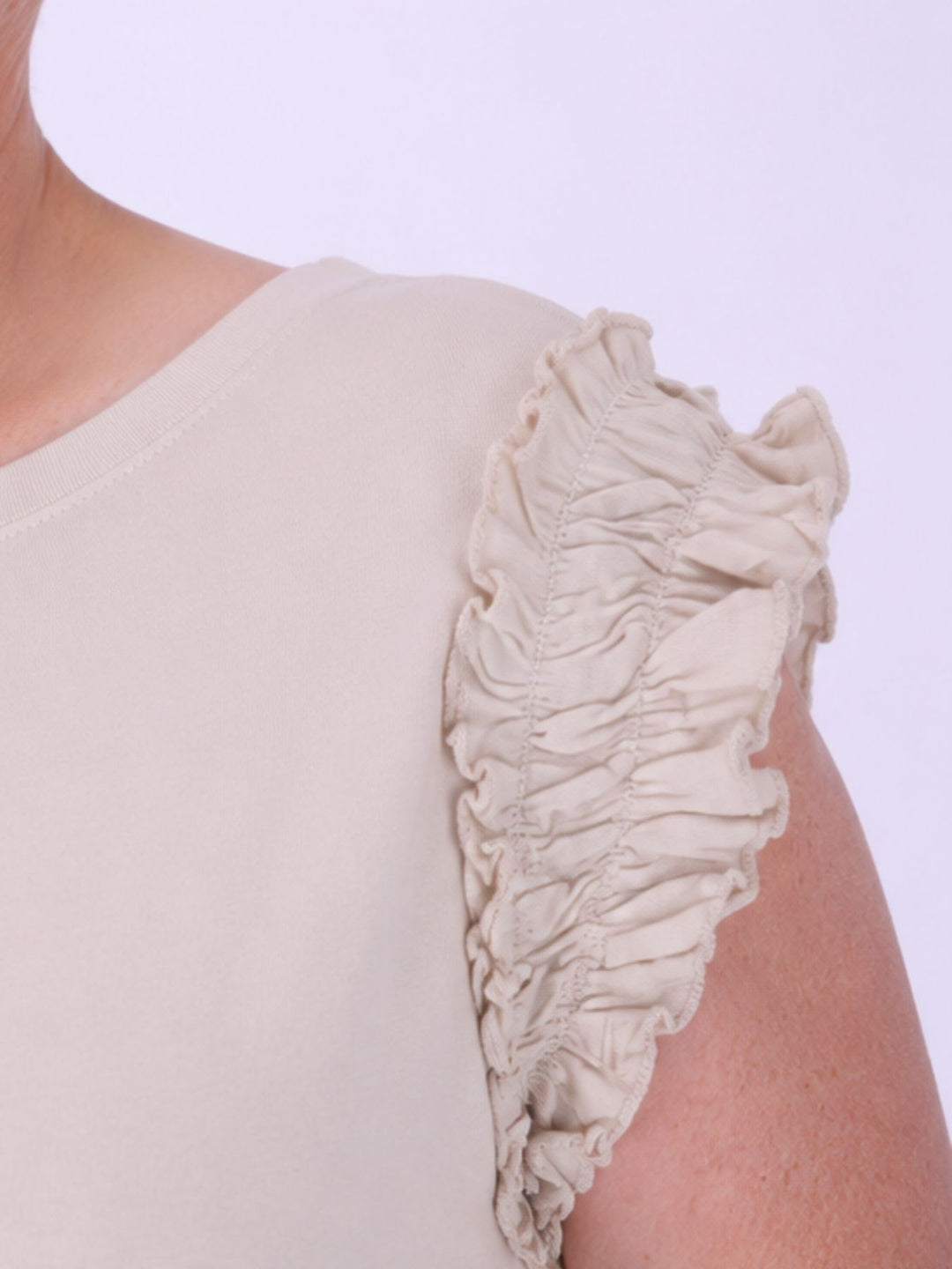 T-Shirt ohne Arm Rüschen am Armausschnitt