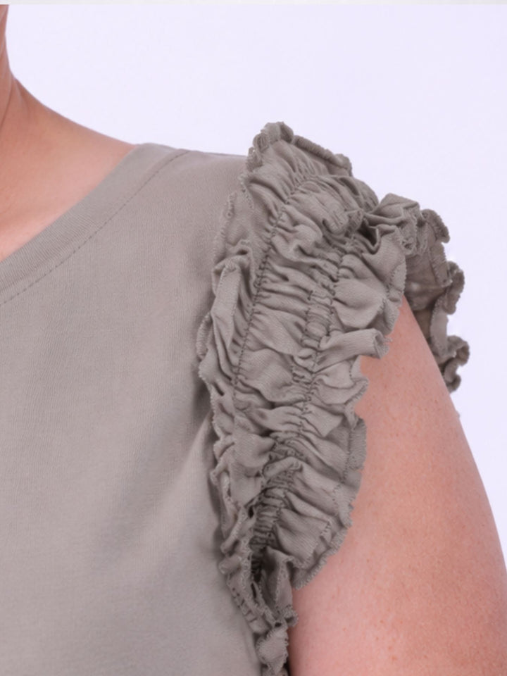 T-Shirt ohne Arm Rüschen am Armausschnitt
