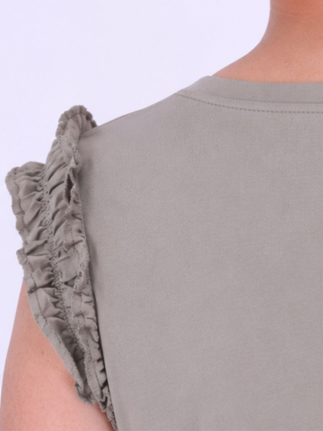 T-Shirt ohne Arm Rüschen am Armausschnitt