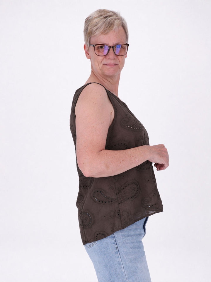 Top breite Träger Lochmuster