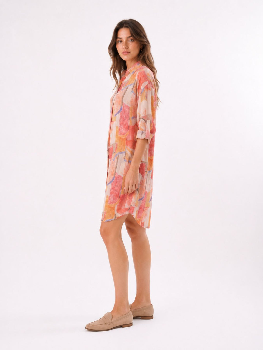 Longbluse Damen verschiedene AOP