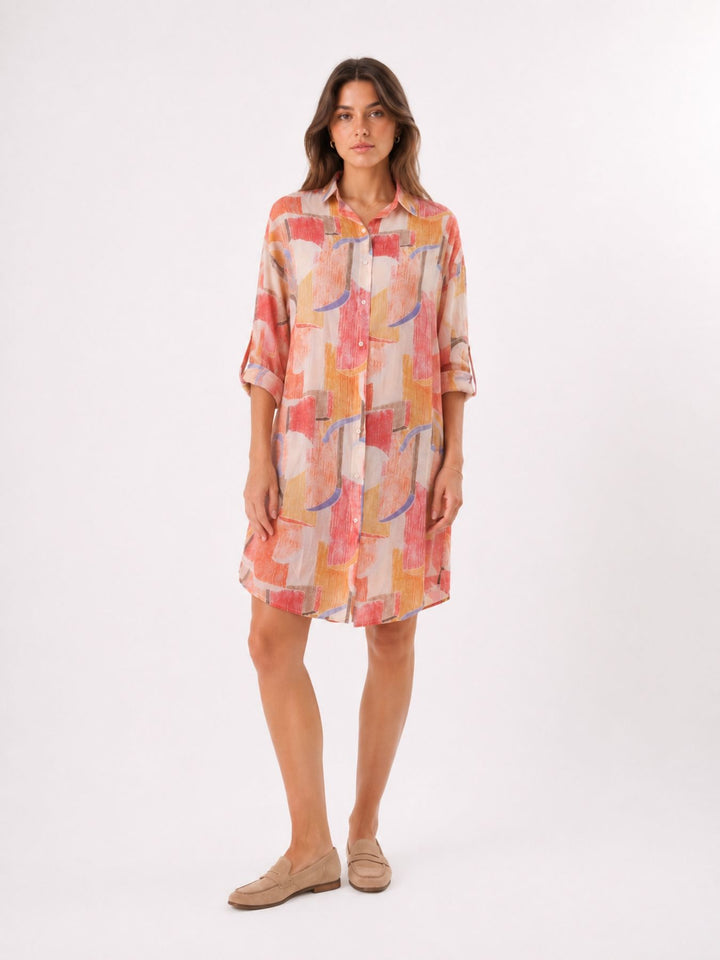Longbluse Damen verschiedene AOP