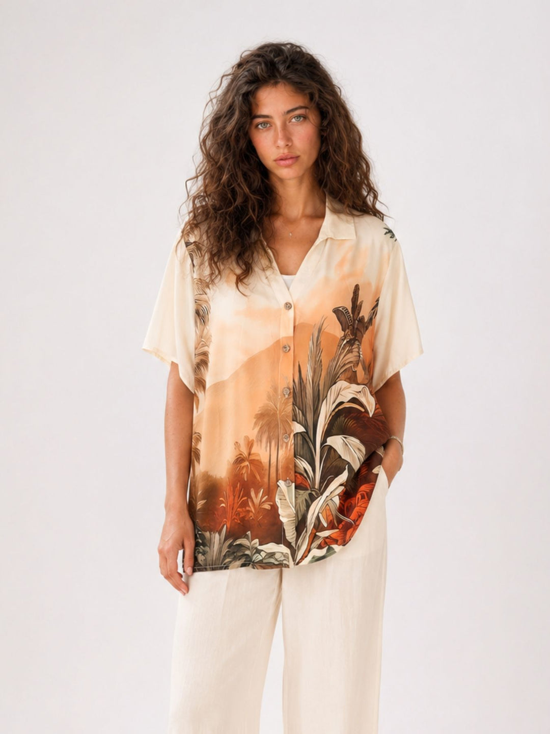 Bluse Damen 1/2 Arm AOP Jungel