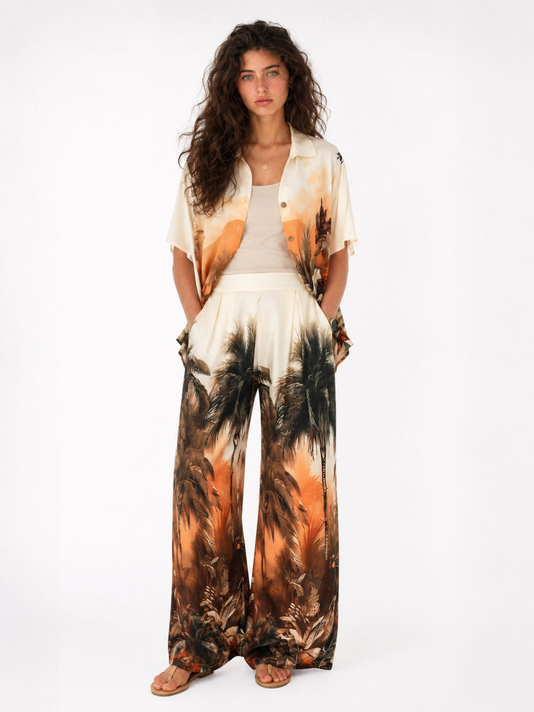Schlupfhose Damen weites Bein AOP Jungel