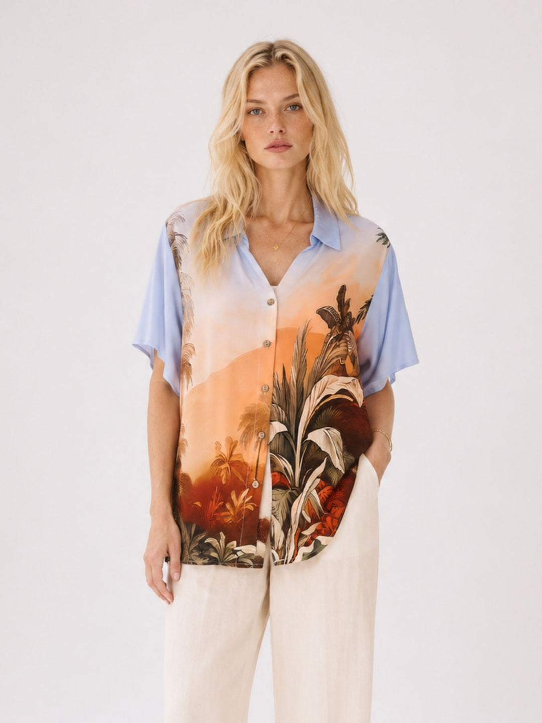 Bluse Damen 1/2 Arm AOP Jungel