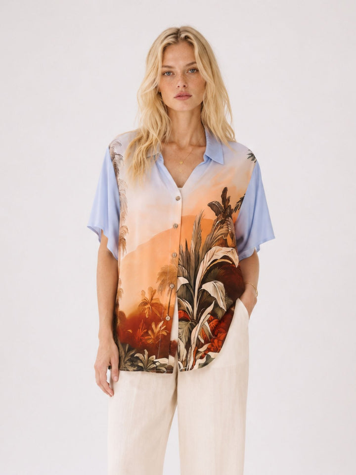 Bluse Damen 1/2 Arm AOP Jungel