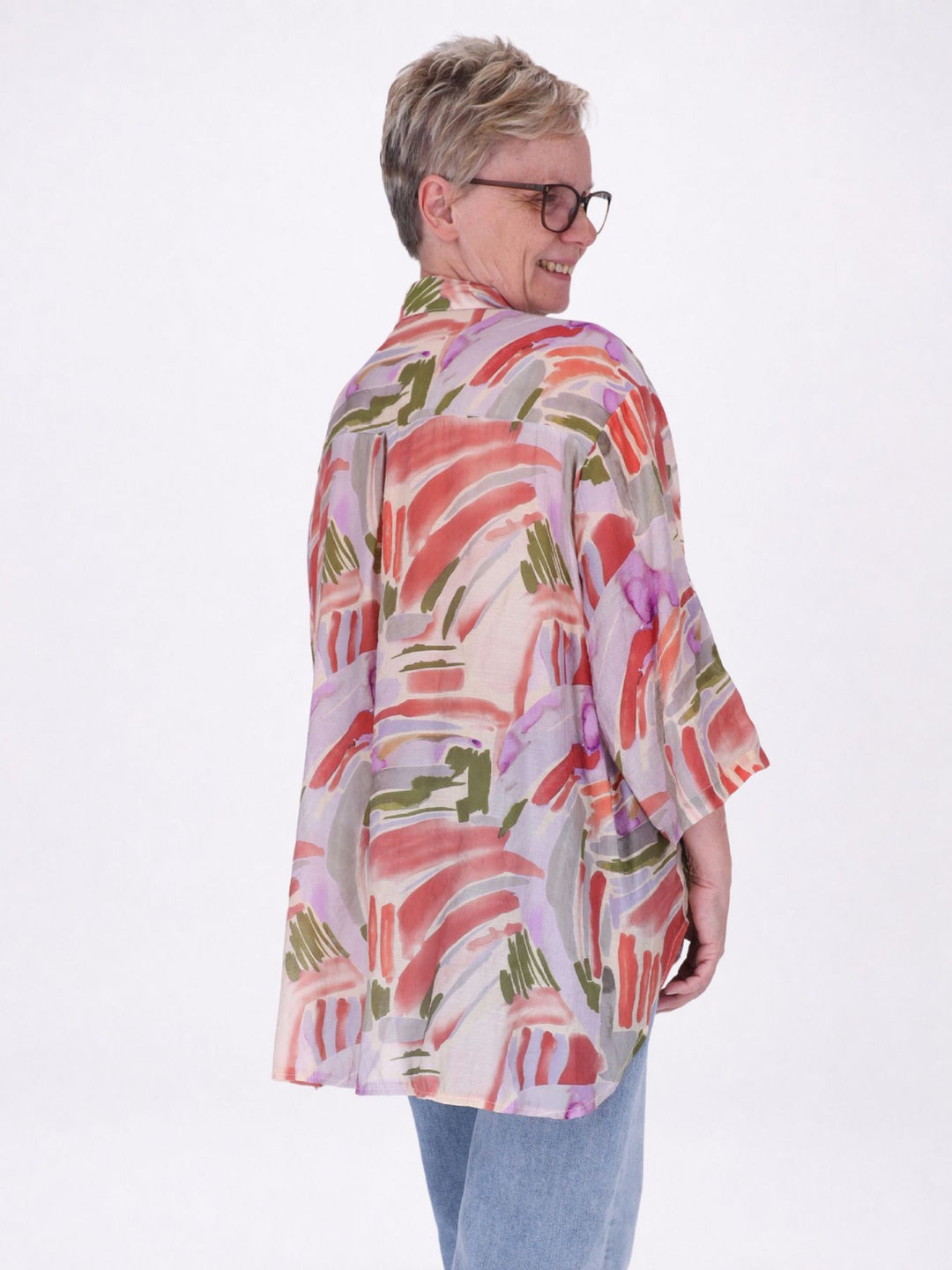 Bluse Damen Langarm Viskose AOP