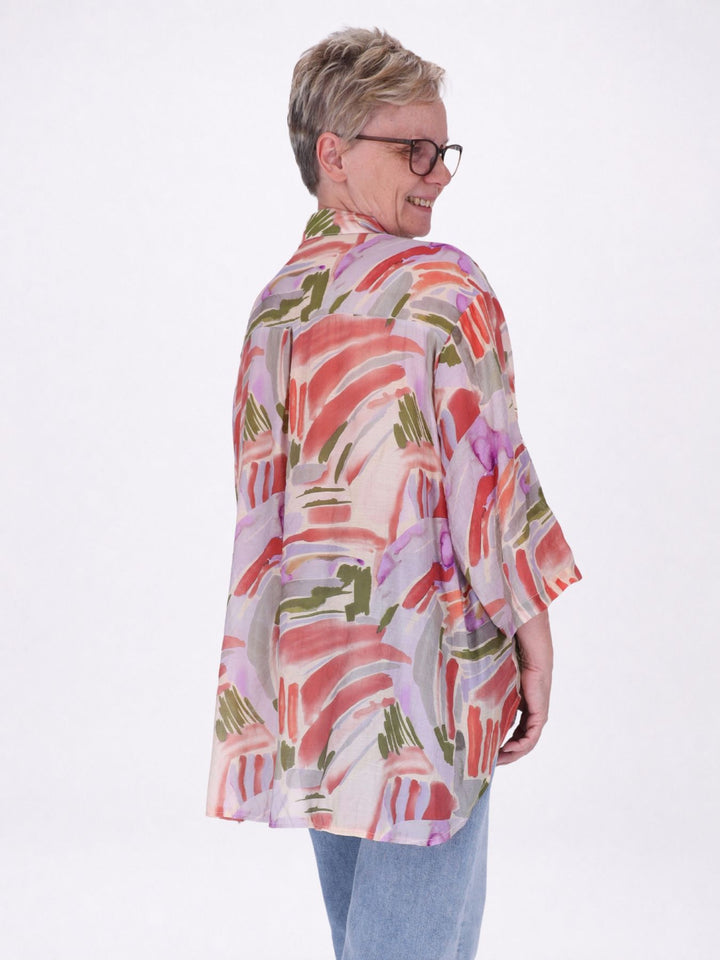Bluse Damen Langarm Viskose AOP
