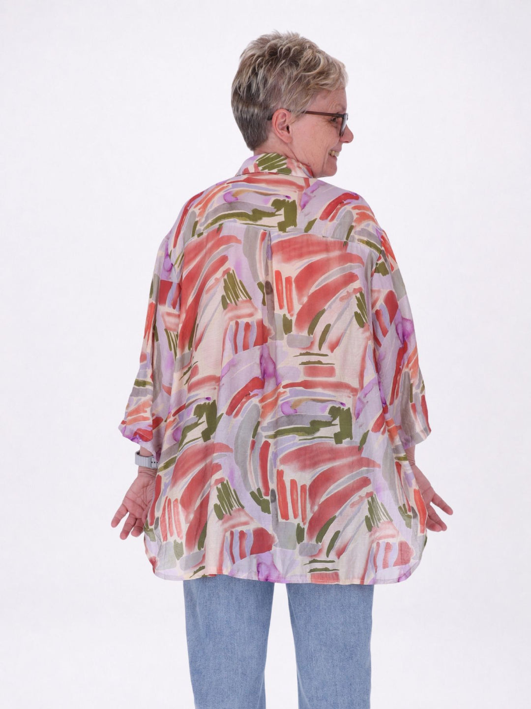 Bluse Damen Langarm Viskose AOP