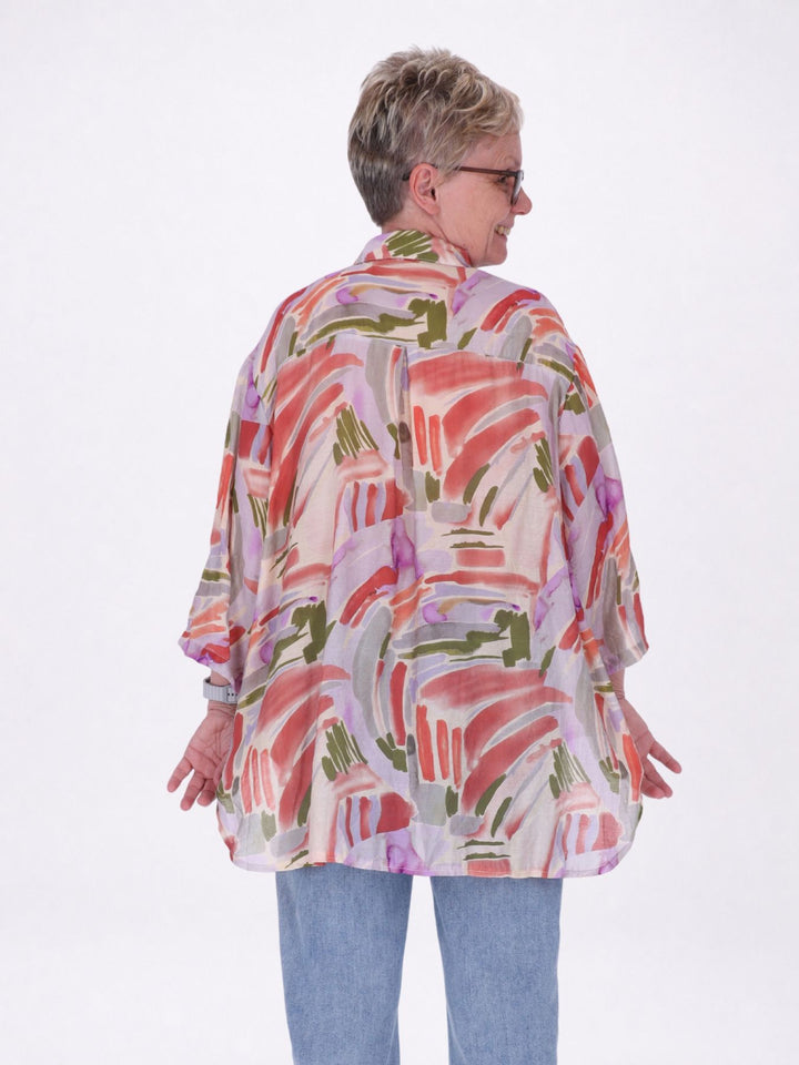 Bluse Damen Langarm Viskose AOP