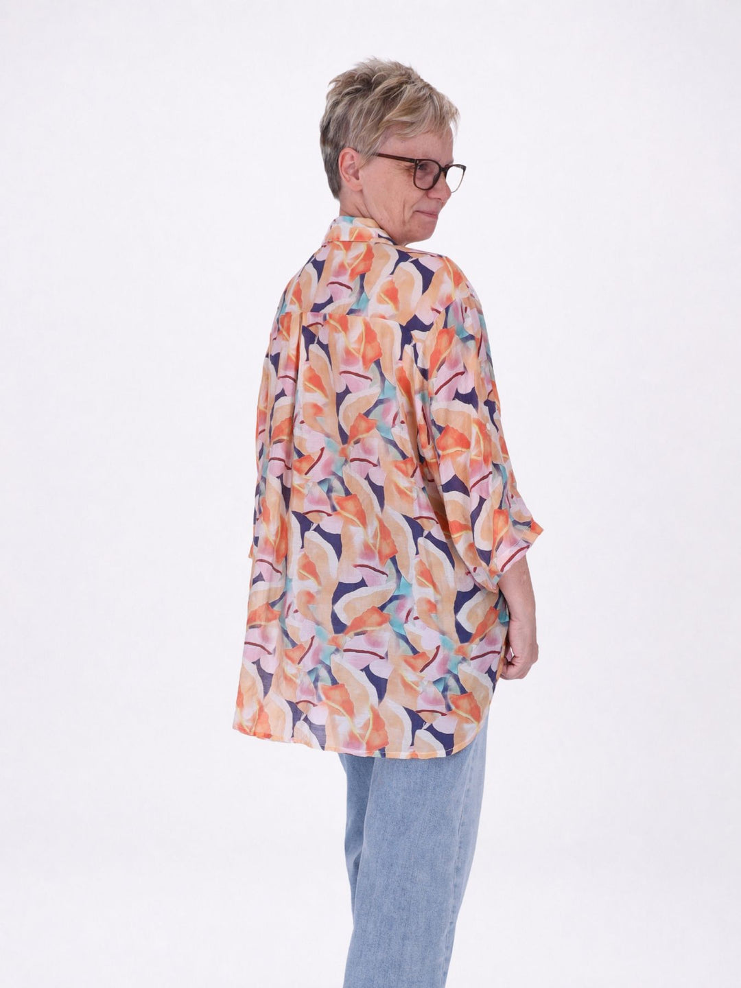 Bluse Damen Langarm Viskose AOP