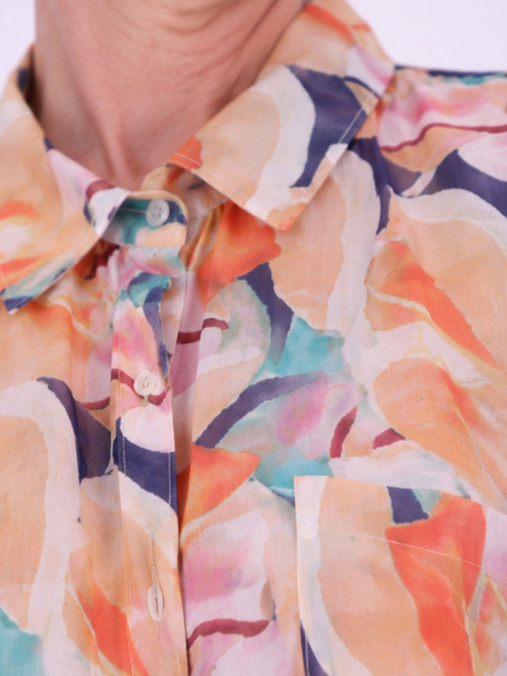 Bluse Damen Langarm Viskose AOP